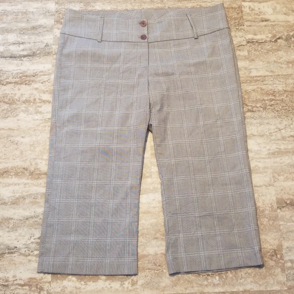 Plaid wide leg capri